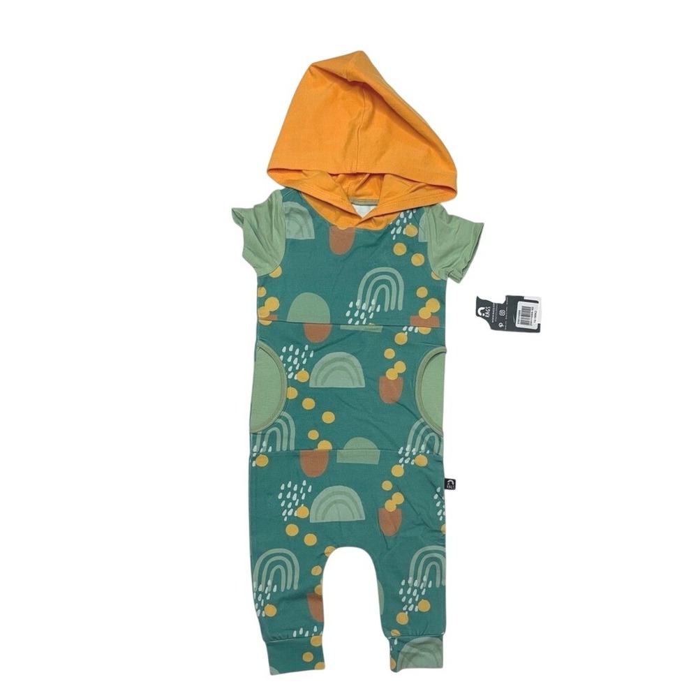 RAGS to Raches Green‎ Orange Rainbow Romper 12-18 Months Colorful Fun NEW